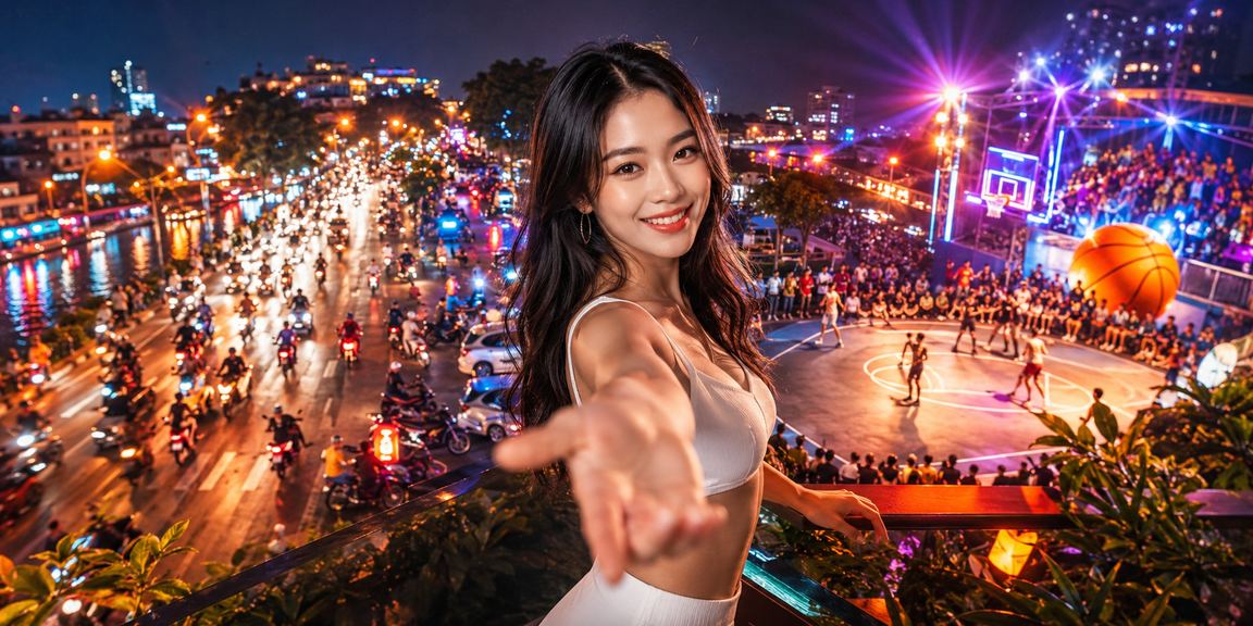 Người hâm mộ bóng rổ tại Hà Nội xem kết quả cá cược trực tuyến giữa chợ đêm